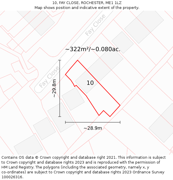 10, FAY CLOSE, ROCHESTER, ME1 1LZ: Plot and title map