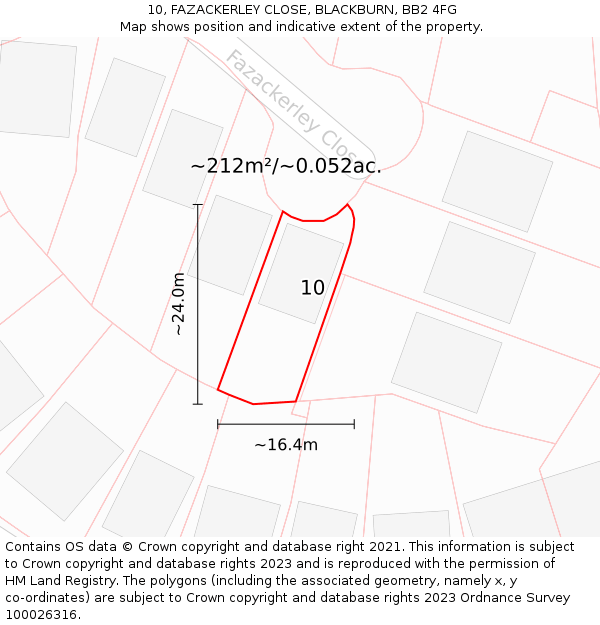 10, FAZACKERLEY CLOSE, BLACKBURN, BB2 4FG: Plot and title map