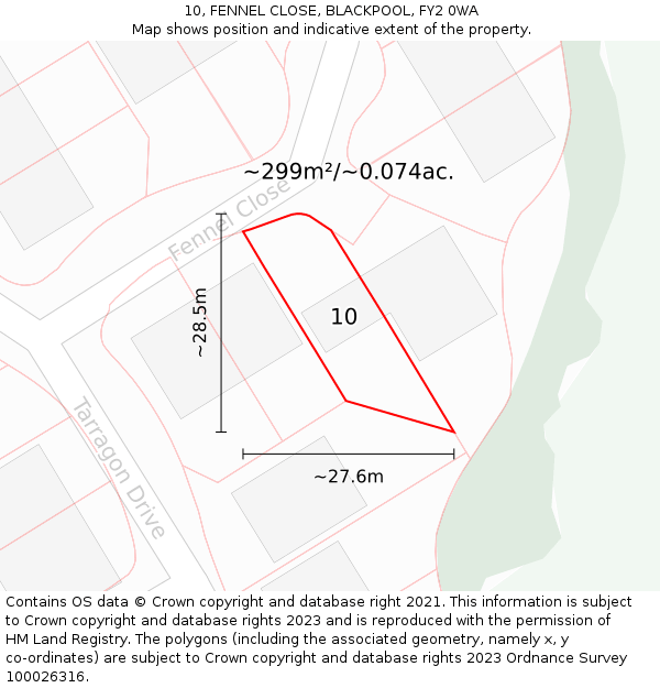 10, FENNEL CLOSE, BLACKPOOL, FY2 0WA: Plot and title map