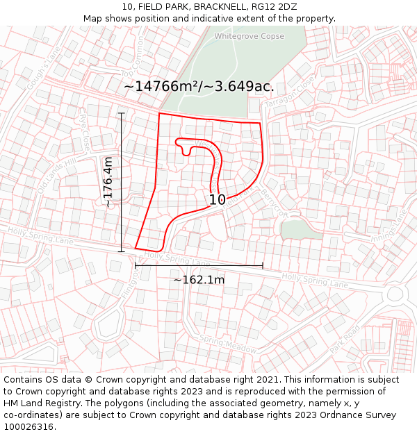 10, FIELD PARK, BRACKNELL, RG12 2DZ: Plot and title map