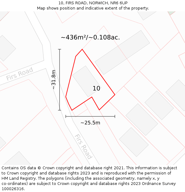 10, FIRS ROAD, NORWICH, NR6 6UP: Plot and title map