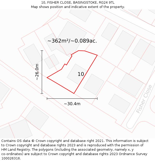 10, FISHER CLOSE, BASINGSTOKE, RG24 9TL: Plot and title map