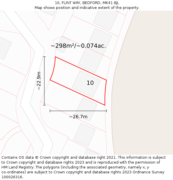 10, FLINT WAY, BEDFORD, MK41 8JL: Plot and title map