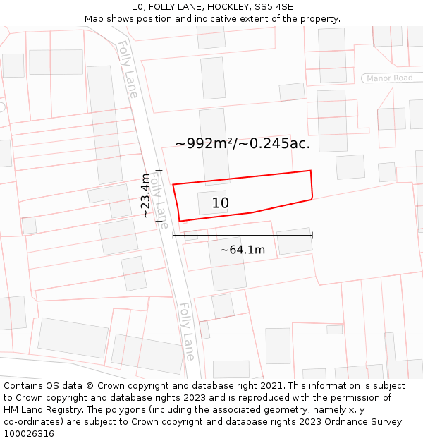 10, FOLLY LANE, HOCKLEY, SS5 4SE: Plot and title map