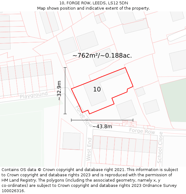 10, FORGE ROW, LEEDS, LS12 5DN: Plot and title map