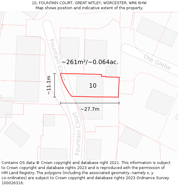 10, FOUNTAIN COURT, GREAT WITLEY, WORCESTER, WR6 6HW: Plot and title map
