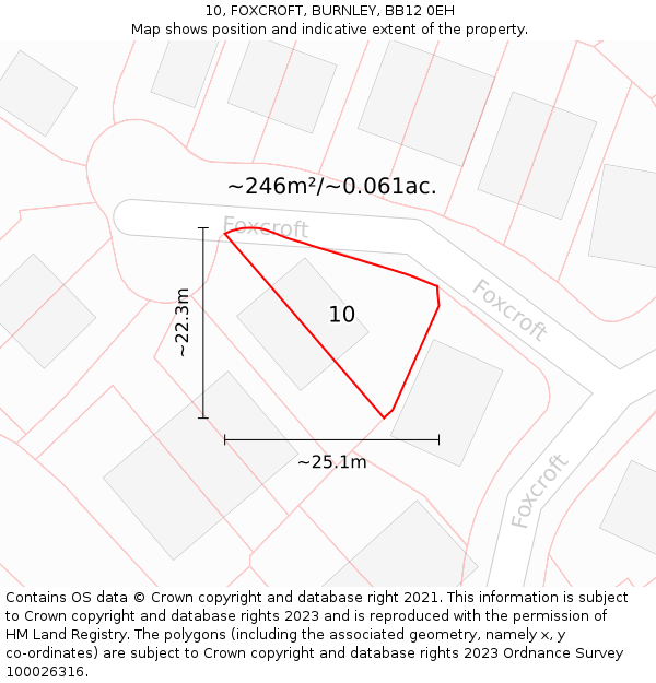 10, FOXCROFT, BURNLEY, BB12 0EH: Plot and title map