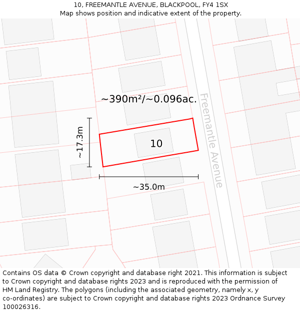 10, FREEMANTLE AVENUE, BLACKPOOL, FY4 1SX: Plot and title map