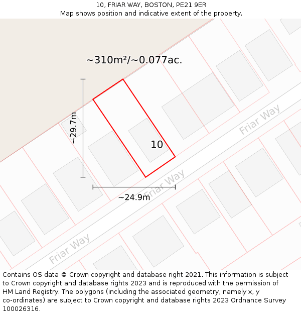 10, FRIAR WAY, BOSTON, PE21 9ER: Plot and title map