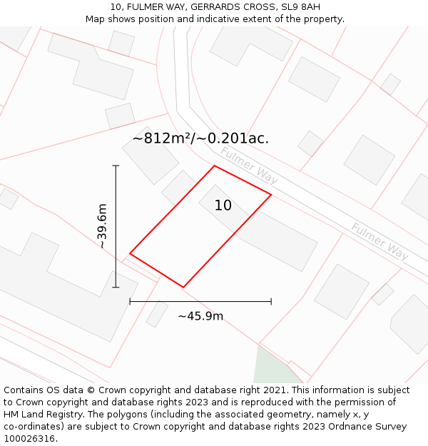 10, FULMER WAY, GERRARDS CROSS, SL9 8AH: Plot and title map