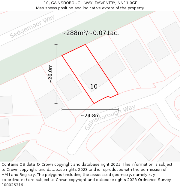 10, GAINSBOROUGH WAY, DAVENTRY, NN11 0GE: Plot and title map