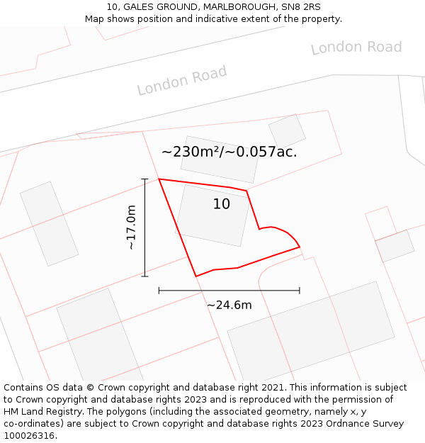 10, GALES GROUND, MARLBOROUGH, SN8 2RS: Plot and title map