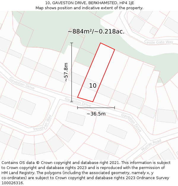 10, GAVESTON DRIVE, BERKHAMSTED, HP4 1JE: Plot and title map