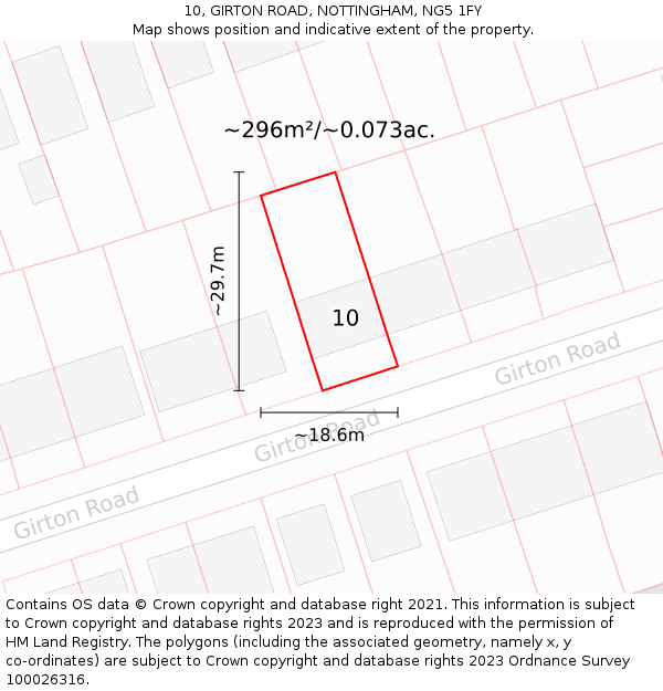 10, GIRTON ROAD, NOTTINGHAM, NG5 1FY: Plot and title map