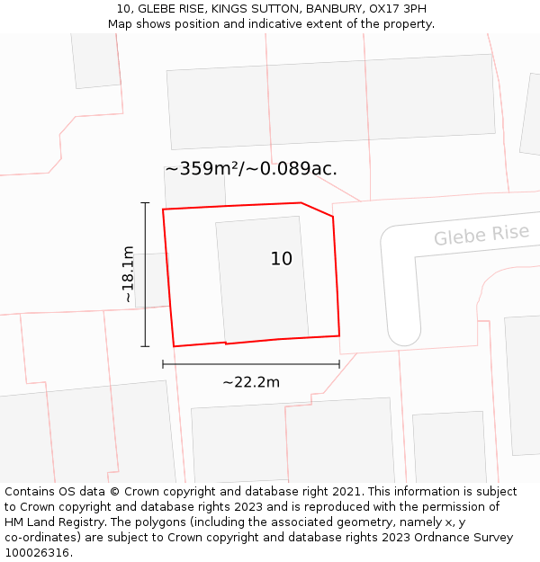 10, GLEBE RISE, KINGS SUTTON, BANBURY, OX17 3PH: Plot and title map