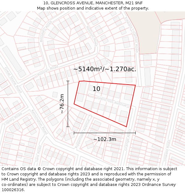 10, GLENCROSS AVENUE, MANCHESTER, M21 9NF: Plot and title map