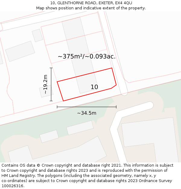 10, GLENTHORNE ROAD, EXETER, EX4 4QU: Plot and title map