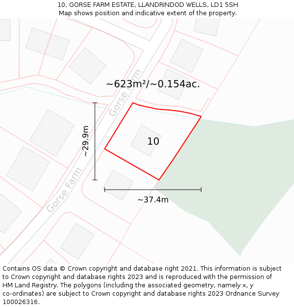 10, GORSE FARM ESTATE, LLANDRINDOD WELLS, LD1 5SH: Plot and title map