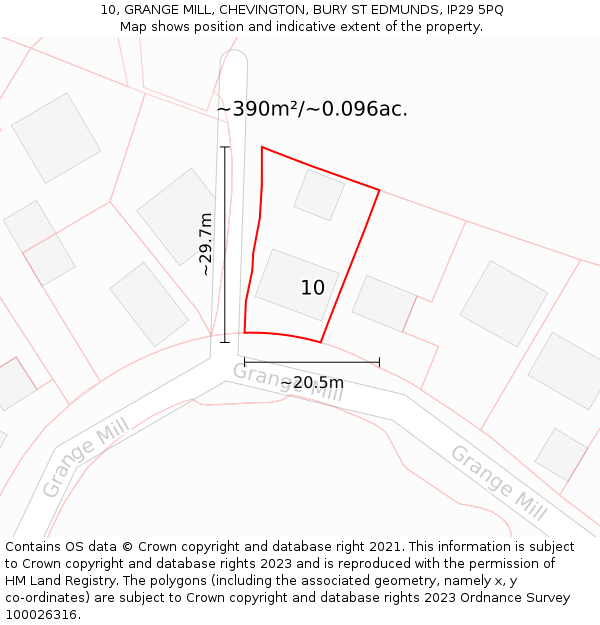 10, GRANGE MILL, CHEVINGTON, BURY ST EDMUNDS, IP29 5PQ: Plot and title map