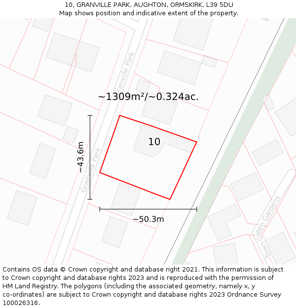 10, GRANVILLE PARK, AUGHTON, ORMSKIRK, L39 5DU: Plot and title map