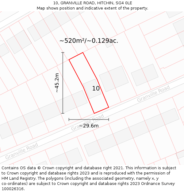 10, GRANVILLE ROAD, HITCHIN, SG4 0LE: Plot and title map