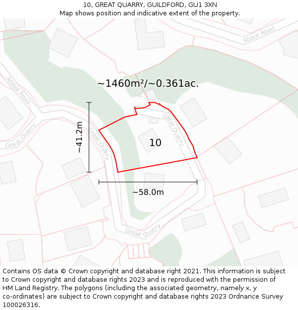 10, GREAT QUARRY, GUILDFORD, GU1 3XN: Plot and title map