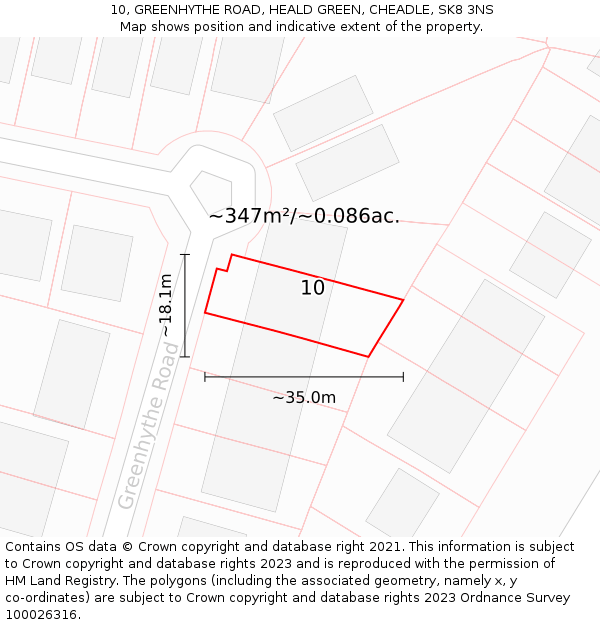 10, GREENHYTHE ROAD, HEALD GREEN, CHEADLE, SK8 3NS: Plot and title map