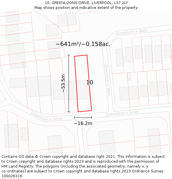 10, GREENLOONS DRIVE, LIVERPOOL, L37 2LY: Plot and title map