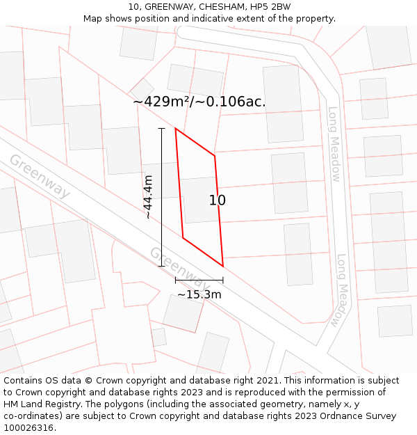 10, GREENWAY, CHESHAM, HP5 2BW: Plot and title map