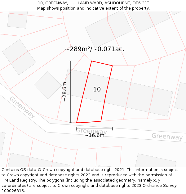 10, GREENWAY, HULLAND WARD, ASHBOURNE, DE6 3FE: Plot and title map