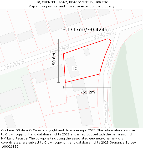 10, GRENFELL ROAD, BEACONSFIELD, HP9 2BP: Plot and title map