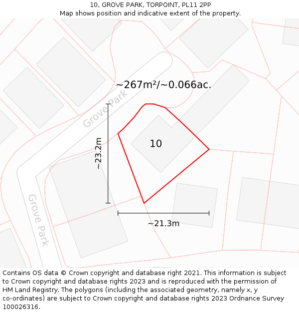 10, GROVE PARK, TORPOINT, PL11 2PP: Plot and title map