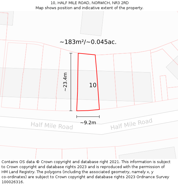 10, HALF MILE ROAD, NORWICH, NR3 2RD: Plot and title map