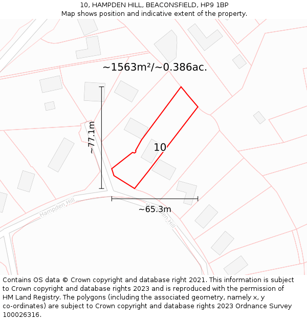 10, HAMPDEN HILL, BEACONSFIELD, HP9 1BP: Plot and title map