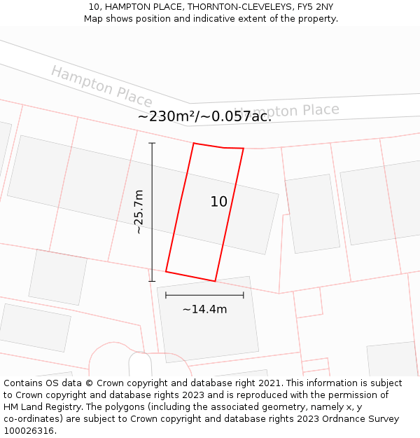 10, HAMPTON PLACE, THORNTON-CLEVELEYS, FY5 2NY: Plot and title map