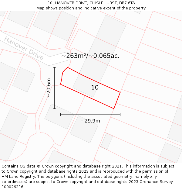 10, HANOVER DRIVE, CHISLEHURST, BR7 6TA: Plot and title map