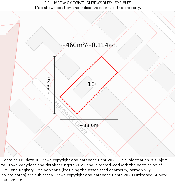 10, HARDWICK DRIVE, SHREWSBURY, SY3 8UZ: Plot and title map