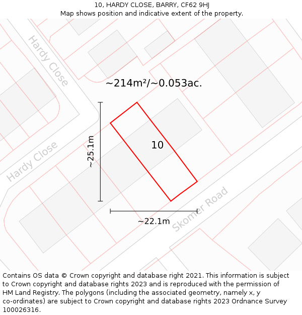 10, HARDY CLOSE, BARRY, CF62 9HJ: Plot and title map