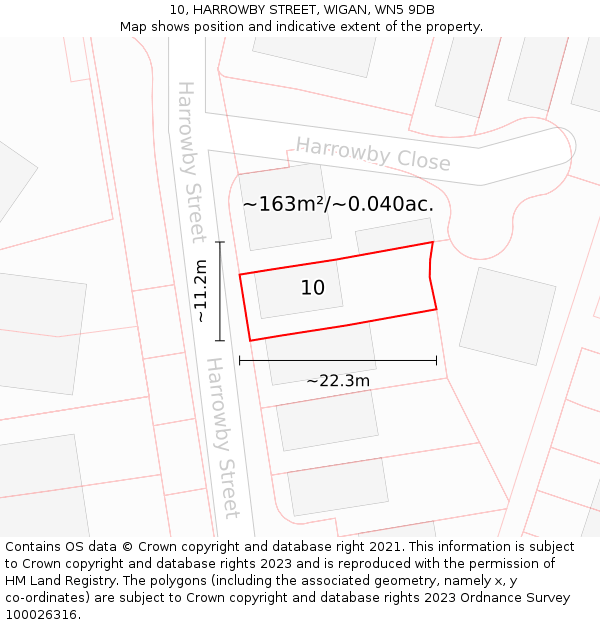 10, HARROWBY STREET, WIGAN, WN5 9DB: Plot and title map