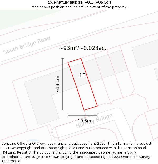 10, HARTLEY BRIDGE, HULL, HU9 1QG: Plot and title map