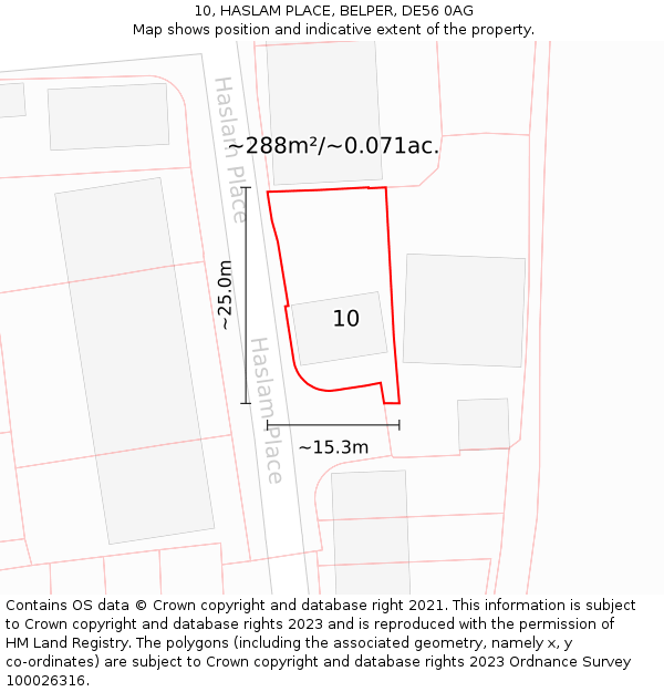 10, HASLAM PLACE, BELPER, DE56 0AG: Plot and title map