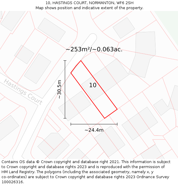 10, HASTINGS COURT, NORMANTON, WF6 2SH: Plot and title map