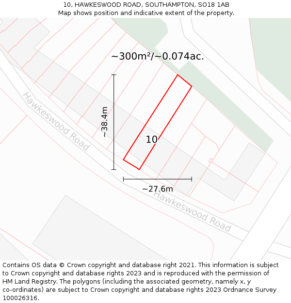 10, HAWKESWOOD ROAD, SOUTHAMPTON, SO18 1AB: Plot and title map