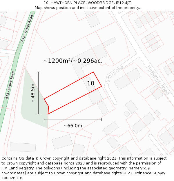 10, HAWTHORN PLACE, WOODBRIDGE, IP12 4JZ: Plot and title map