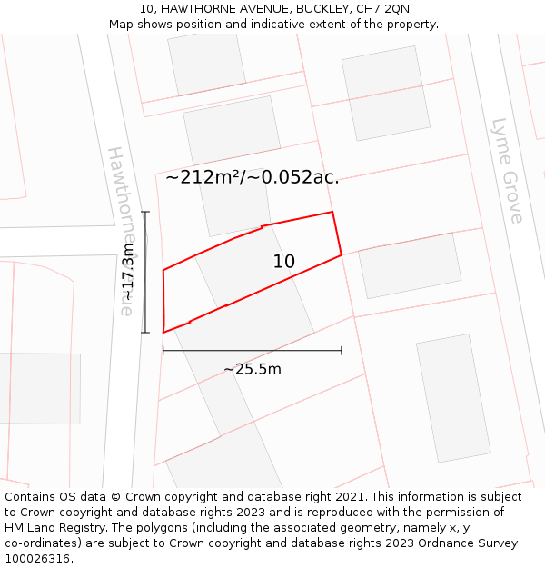10, HAWTHORNE AVENUE, BUCKLEY, CH7 2QN: Plot and title map