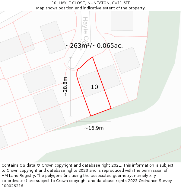 10, HAYLE CLOSE, NUNEATON, CV11 6FE: Plot and title map