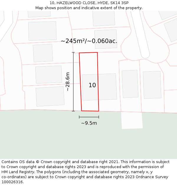 10, HAZELWOOD CLOSE, HYDE, SK14 3SP: Plot and title map