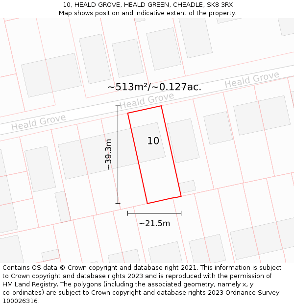 10, HEALD GROVE, HEALD GREEN, CHEADLE, SK8 3RX: Plot and title map