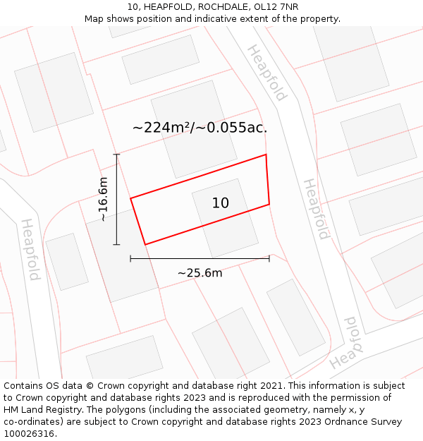 10, HEAPFOLD, ROCHDALE, OL12 7NR: Plot and title map