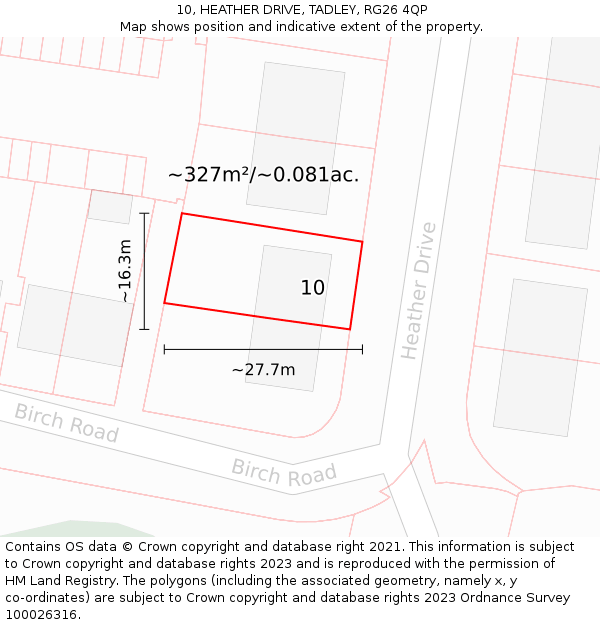 10, HEATHER DRIVE, TADLEY, RG26 4QP: Plot and title map